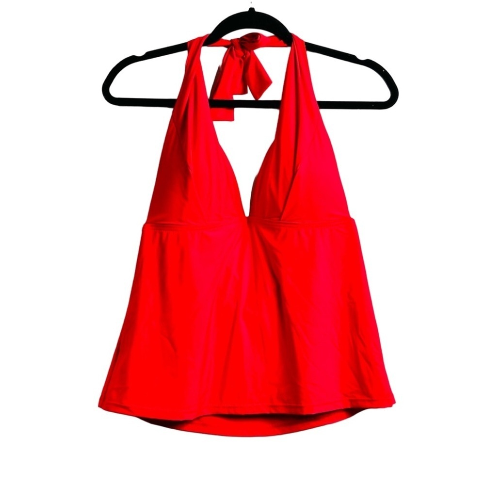 Antonio Melani Women’s Sz Large Red Halter Tie Around Neck Tankini Swim Top